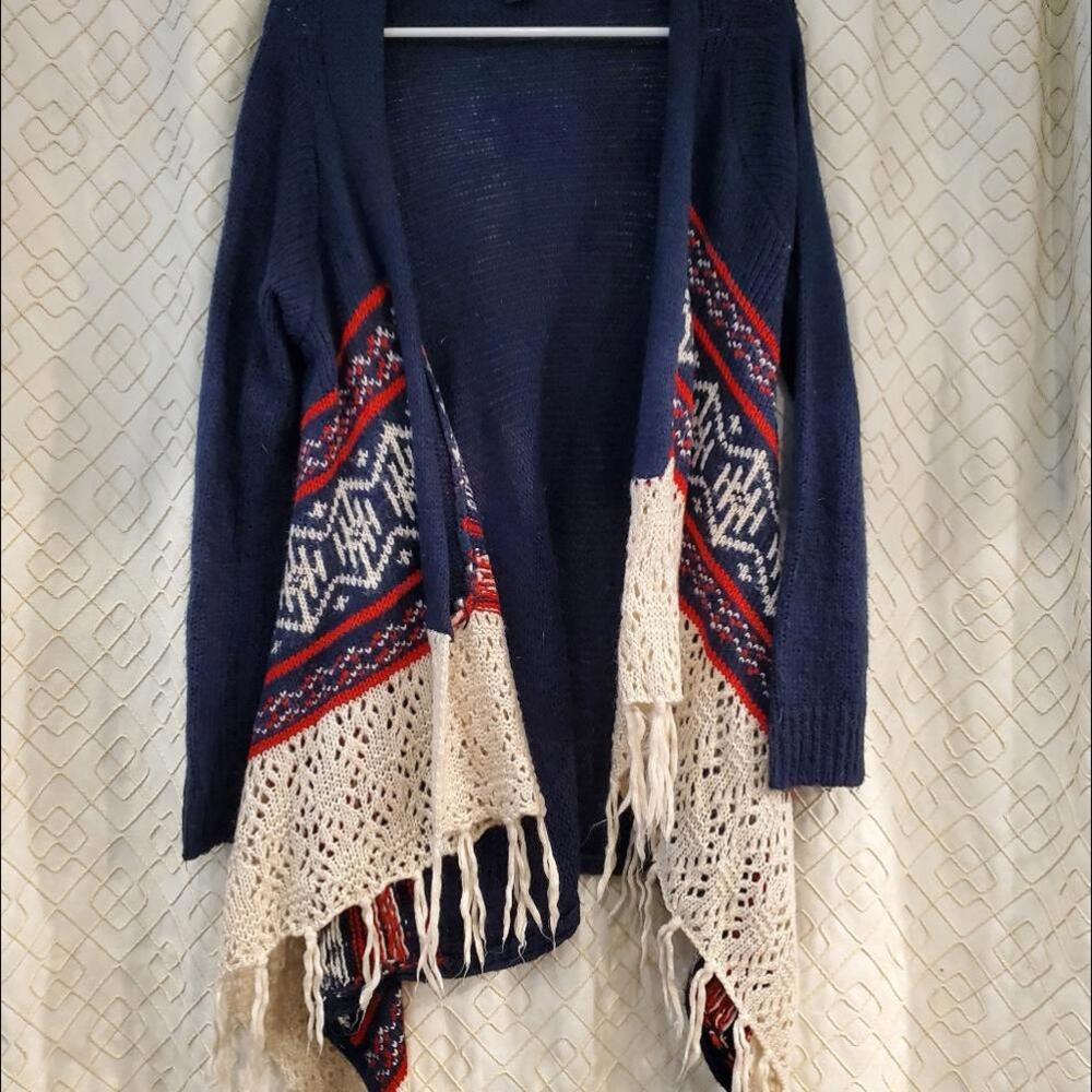 Rue 21 Asymmetrical Fringe Cardigan